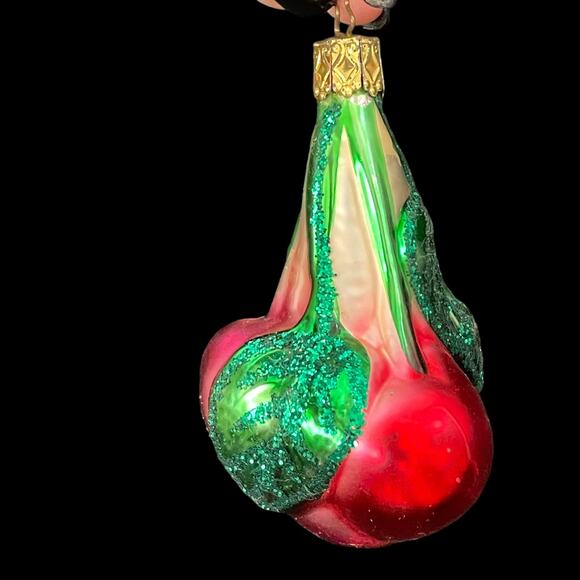 Inge Glass Ornament Fruit Cherries Germany Vintage Christmas Cherry READ - Picture 5 of 16
